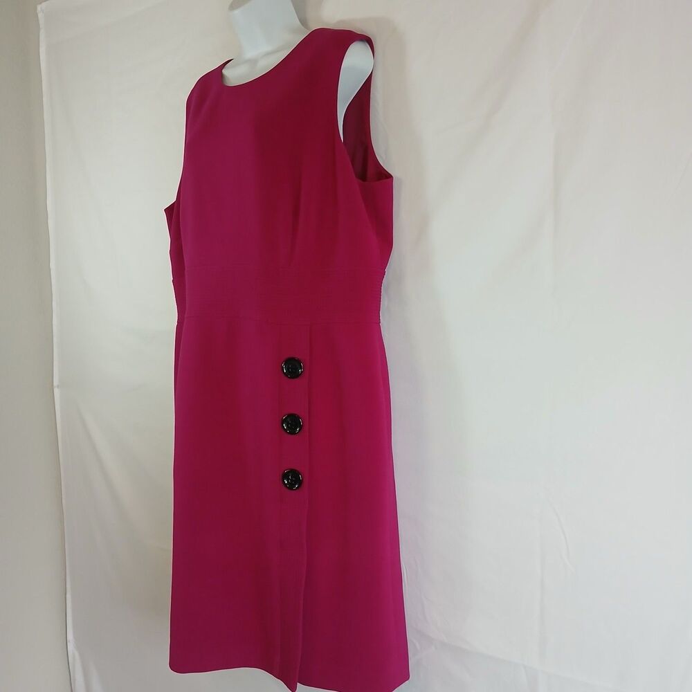 Talbots Fuchsia Sleeveless Midi Dress with Side Button Detail - Picture 3 of 10